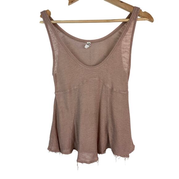 Intimately Free People XS Dusty Rose Raw Edge Hem Stretch Tank Top - Picture 1 of 5